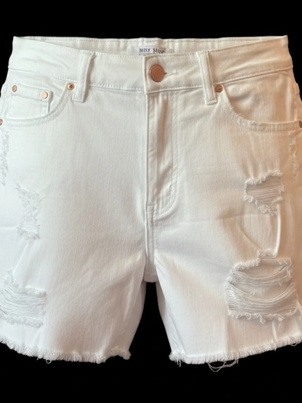Judy Blue White Distressed Denim Jean Shorts